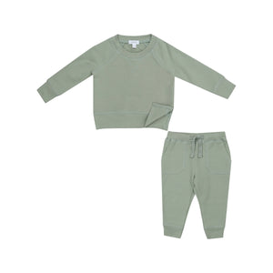 Angel Dear- French Terry Raglan Sweatshirt And Jogger Set - Desert Sage Solid