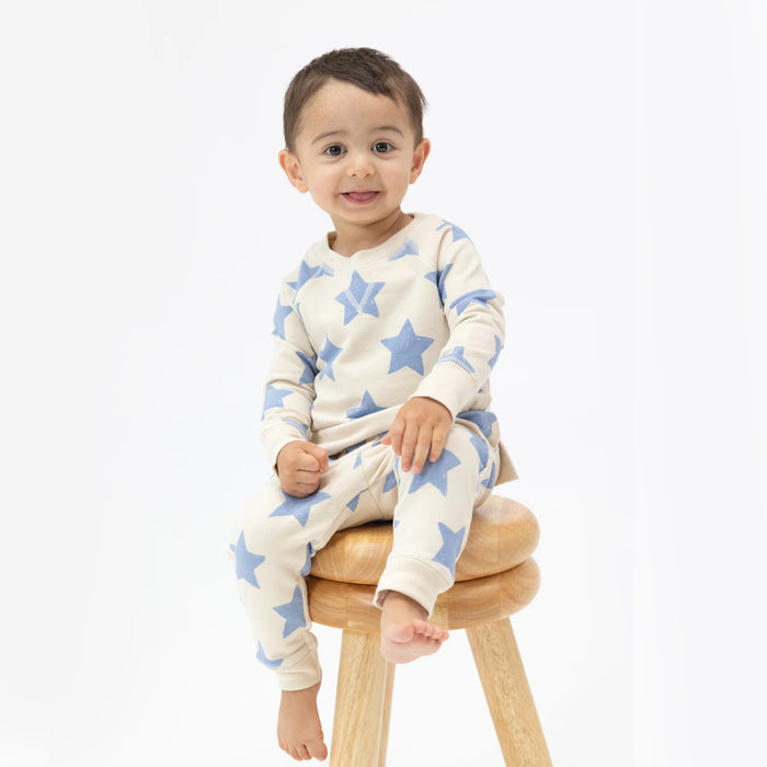 Angel Dear- Raglan Sweatshirt And Jogger Set - Sketchy Stars Blue