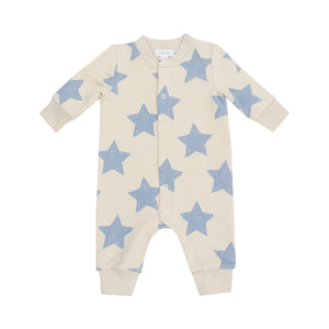 Angel Dear- Baseball Collar Romper - Sketchy Stars Blue