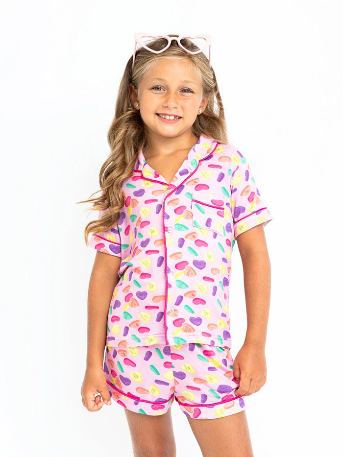 Preppy Goose- Candy Hearts Short Sleeve Pajama Set