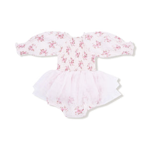 ANGEL DEAR- Long Sleeve Smocked Bubble with Tutu (Belle Rosette Dot)