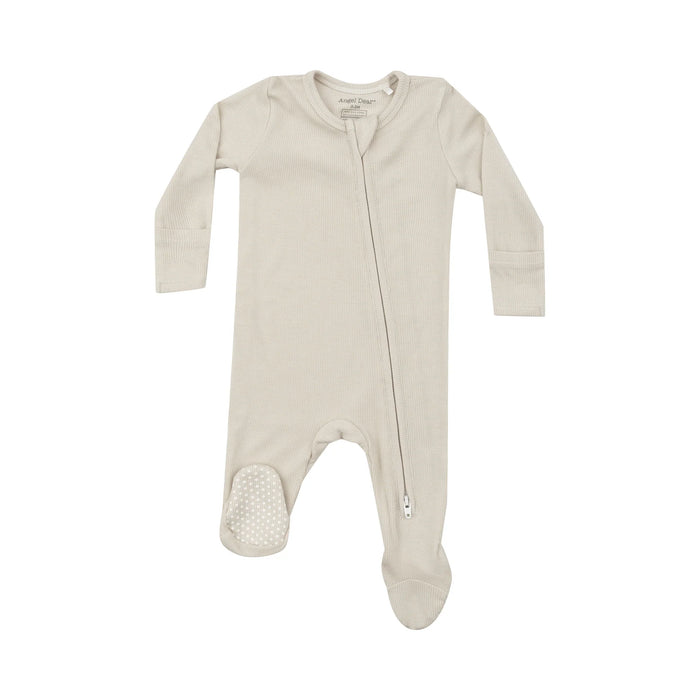 Angel Dear- 2 Way Zipper Footie - Solid Birch Rib