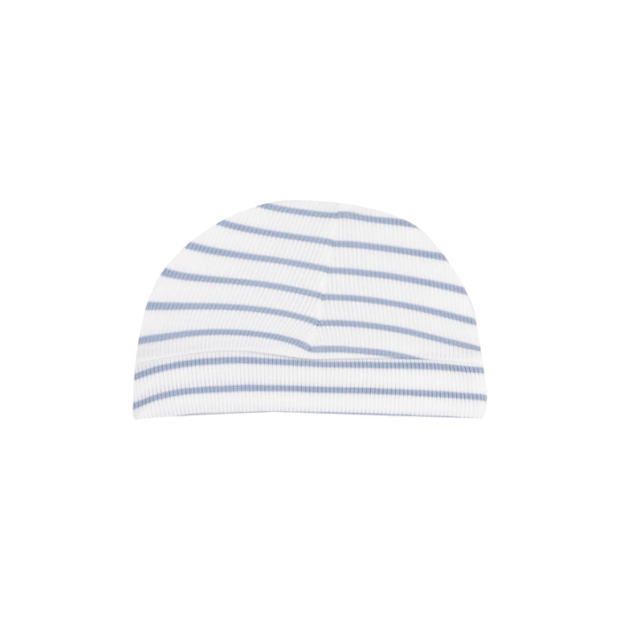 Angel Dear- Beanie Hat - French Stripe Dusty Blue - 0-3M