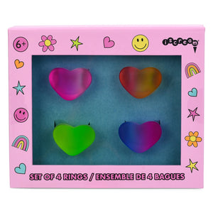 Iscream- Ombre Heart Rings Set of 4