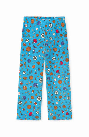 PREPPY GOOSE- Boy's Blue Sports Printed Plush Loungewear Pant