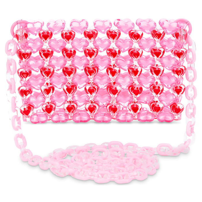 iscream- Pink Hearts Beaded Crossbody Bag