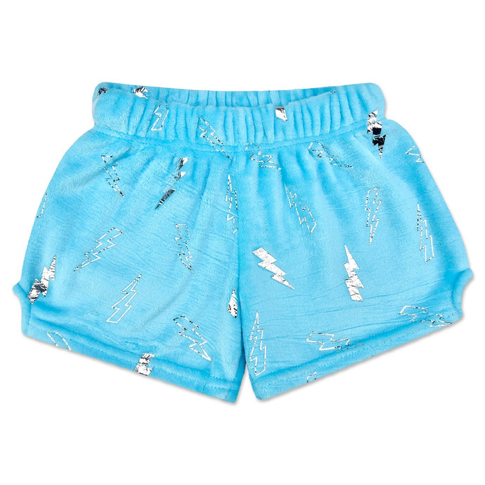 iscream- Blue Foil Lightning Plush Shorts