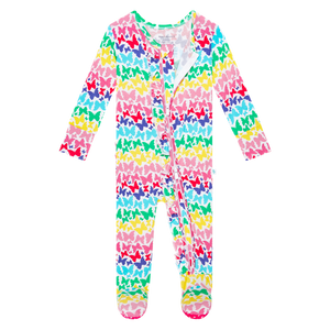 Posh Peanut- Rainbow Butterfly Footie Ruffled Zippered One Piece