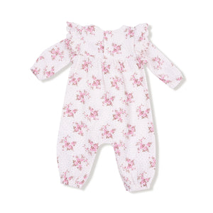 Angel Dear- Belle Rosette Dot  Long Sleeve Petal Ruffle Romper