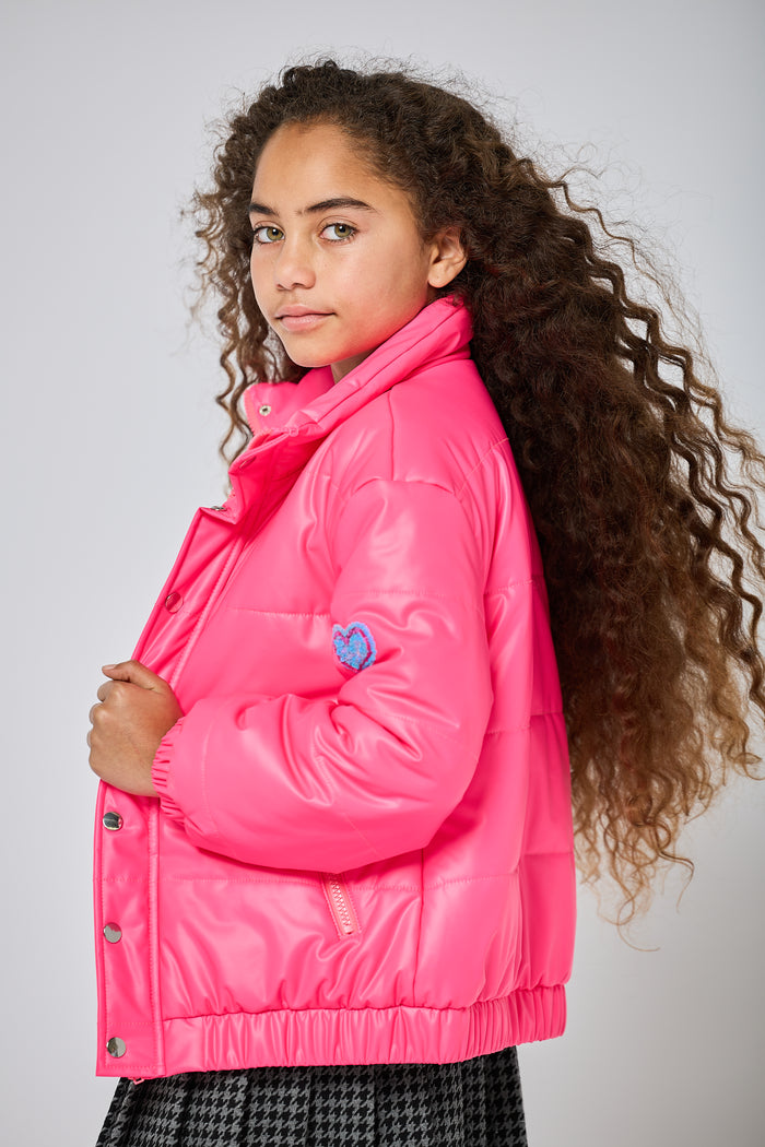 Baby Sara- Faux Leather Puffy Jacket