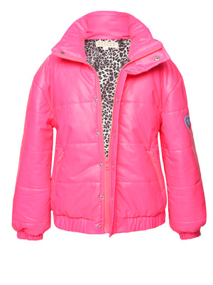 Baby Sara- Faux Leather Puffy Jacket