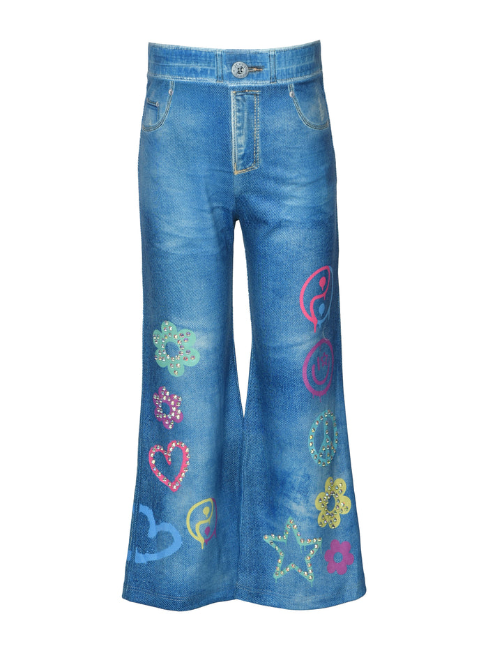 Baby Sara- Denim Print Bell Bottom Pants (blue multi)