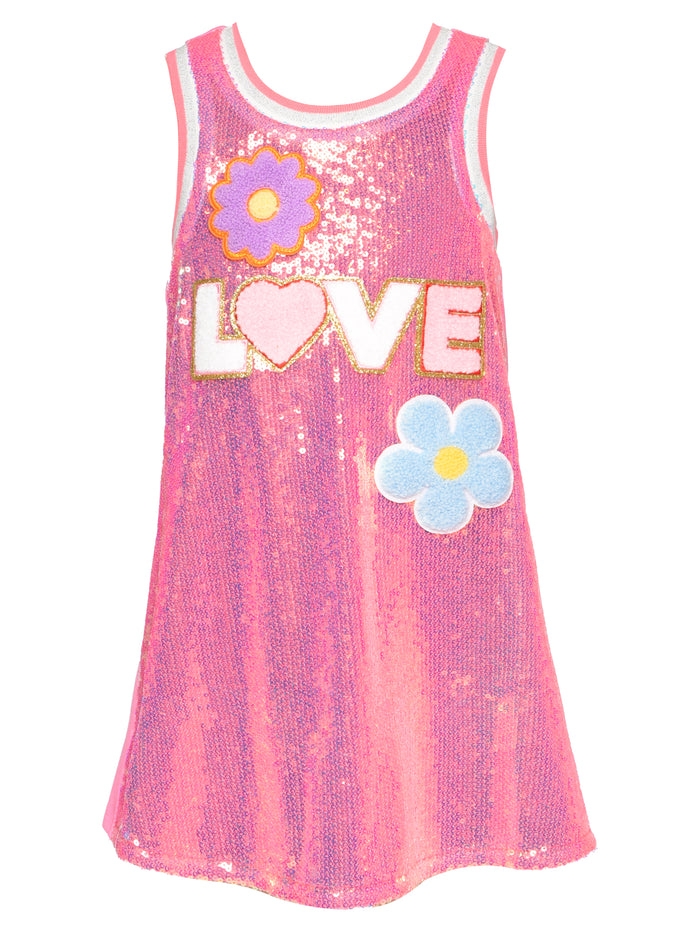 Baby Sara- A-Line Sequin Love & Flowers Dress