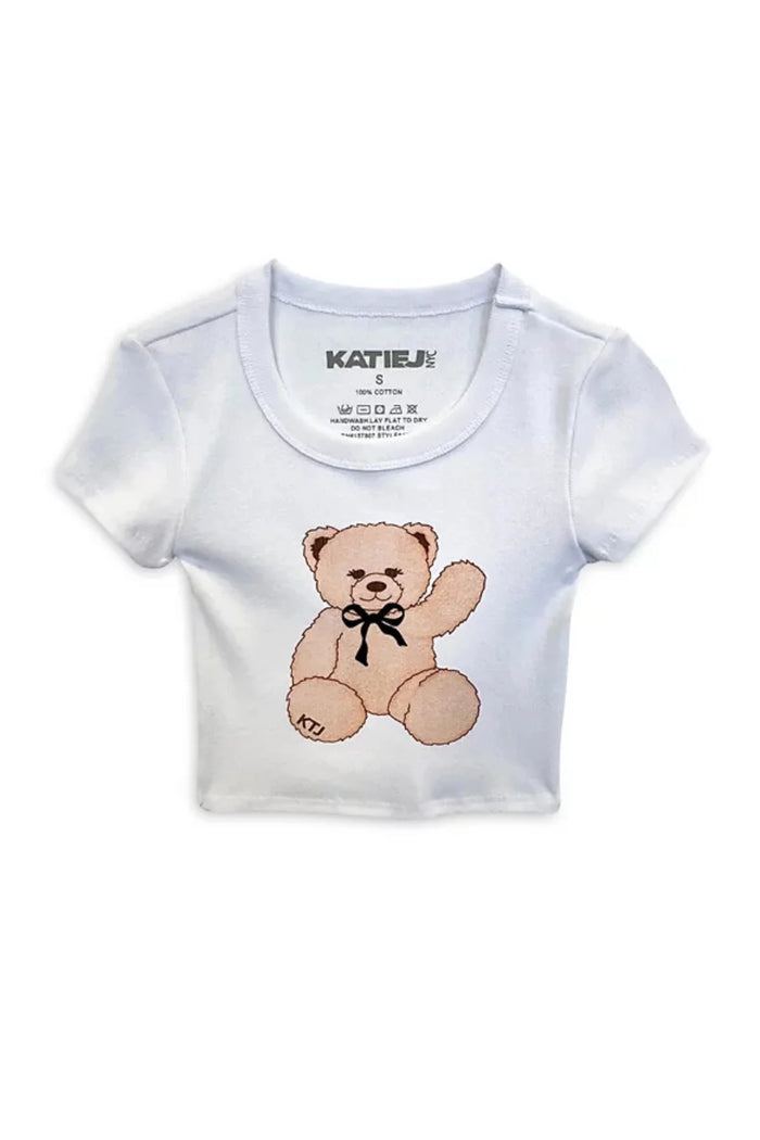 KATIEJ NYC- TWEEN TEDDY BEAR GRAPHIC TEE (white)