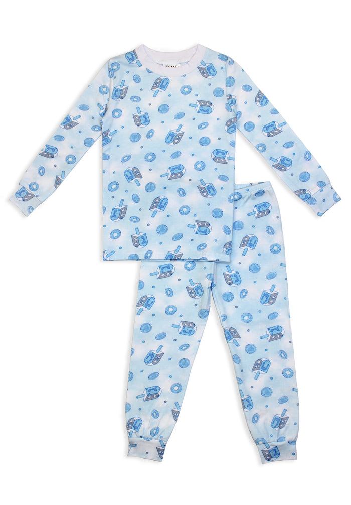 esme- Happy Hanukkah Blue Long Sleeve Pajama Set