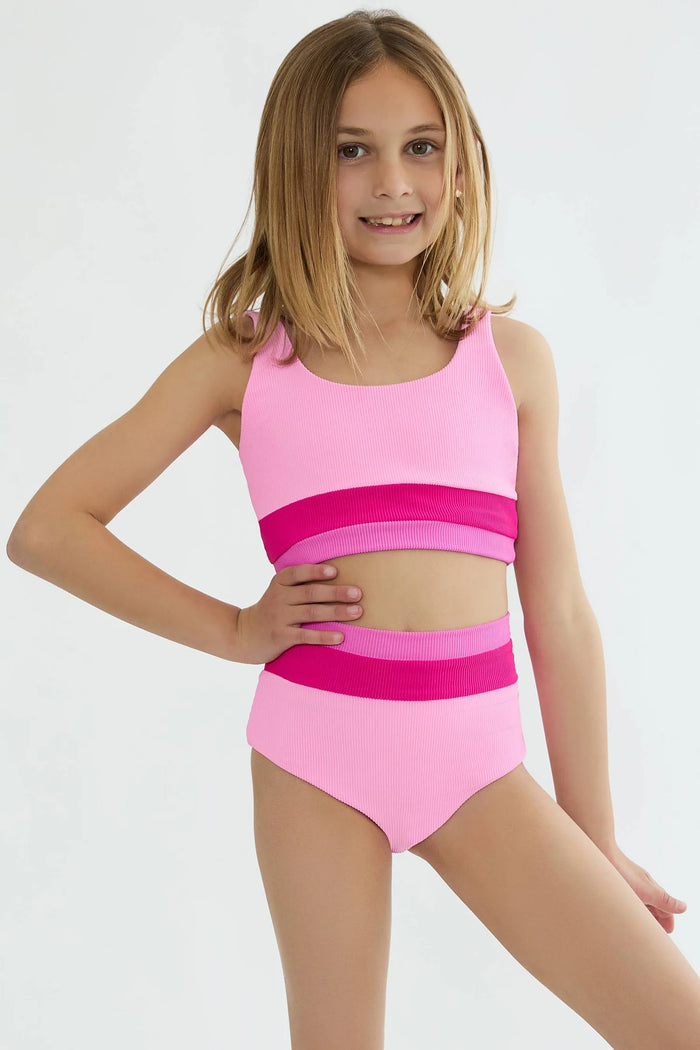 BEACHRIOT- Little Mackenzie & Heidi Set Peak Pink Colorblock