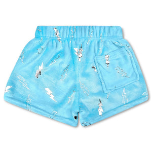iscream- Blue Foil Lightning Plush Shorts