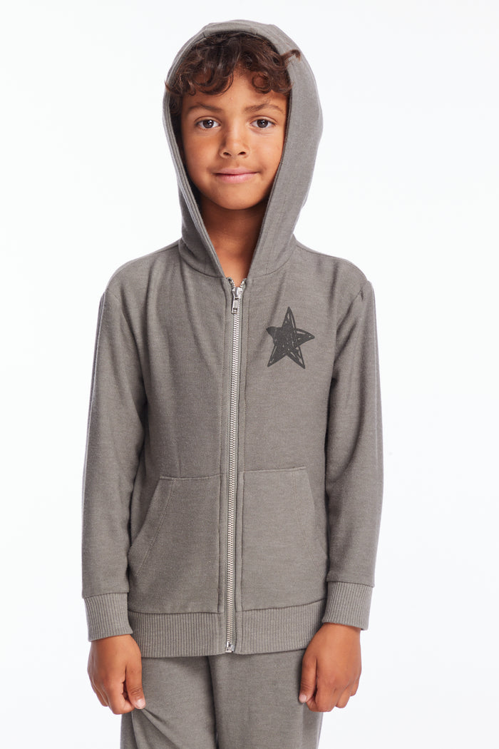 CHASER- Rock Star Zip-Up Hoodie (grey)