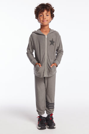 CHASER- Rock Star Zip-Up Hoodie (grey)