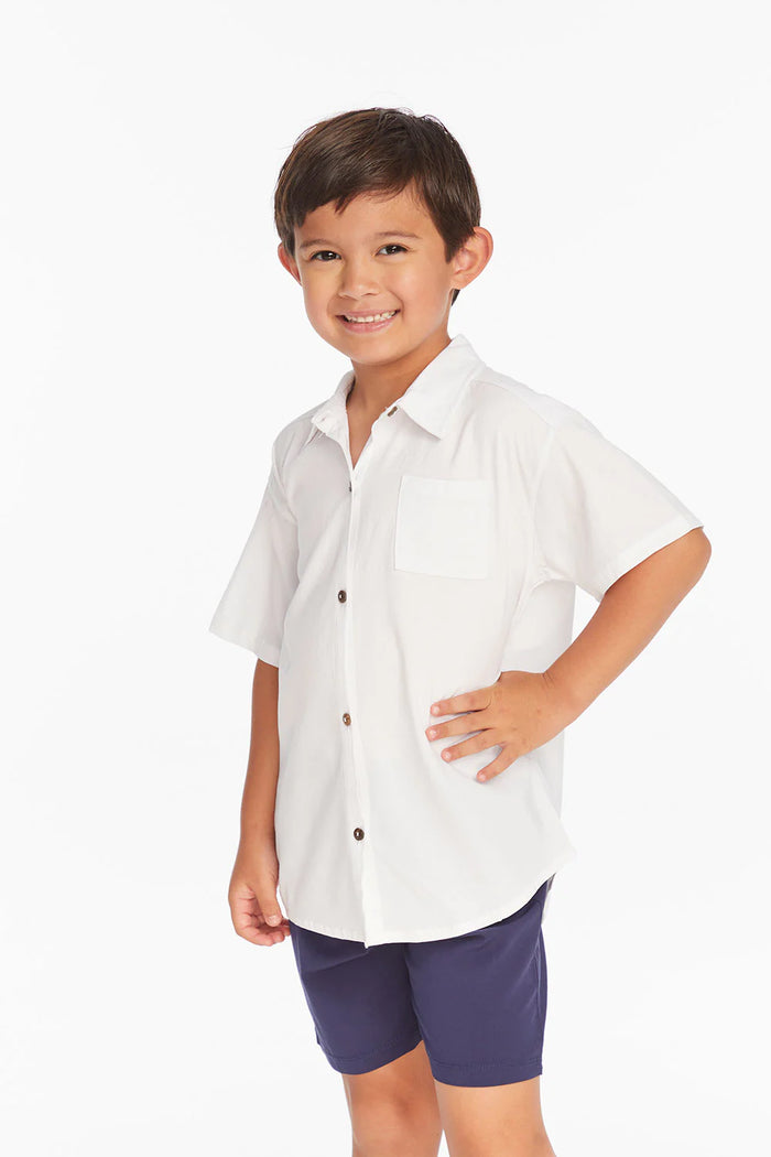 CHASER- Collared White Button Down Boys Shirt