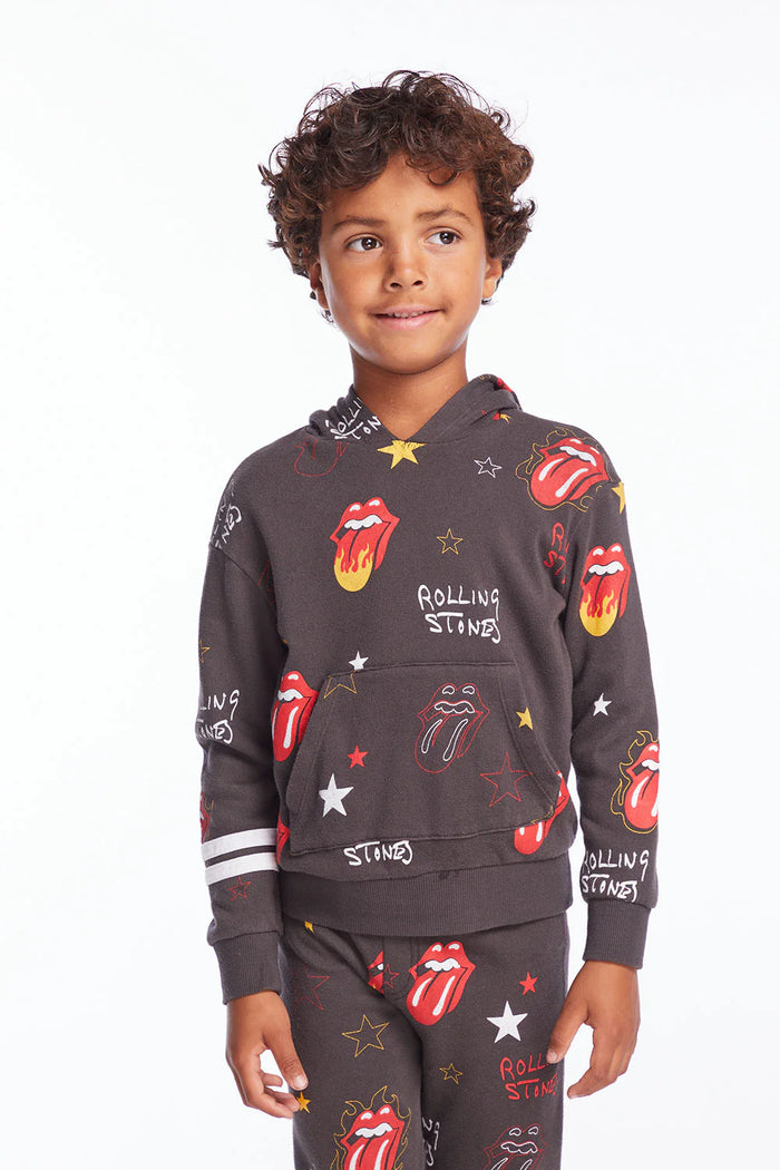 CHASER- Rolling Stones Tongue Logo Stars Boys Pullover Hoodie