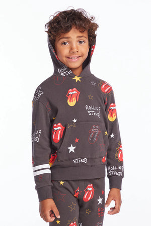 CHASER- Rolling Stones Tongue Logo Stars Boys Pullover Hoodie