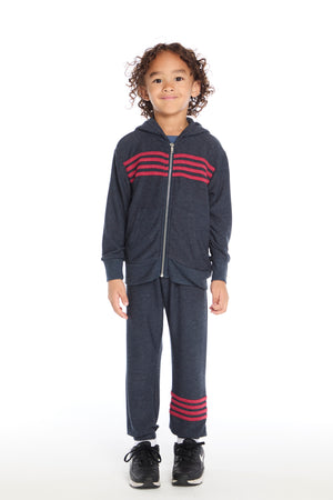 CHASER- Contrast Strapping Hoodie (heather navy)
