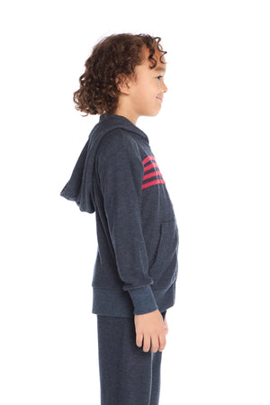 CHASER- Contrast Strapping Hoodie (heather navy)
