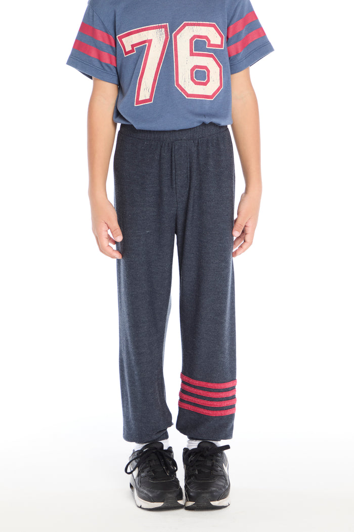 CHASER- Contrast Strapping Sweat Pants (heather navy)