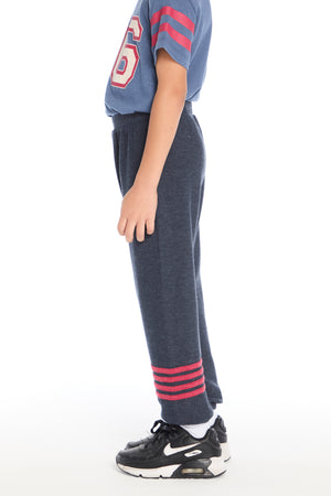 CHASER- Contrast Strapping Sweat Pants (heather navy)