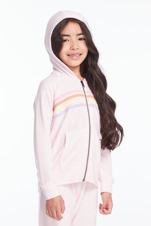 CHASER- Pastel Stripping Zip-Up Hoodie (pink)