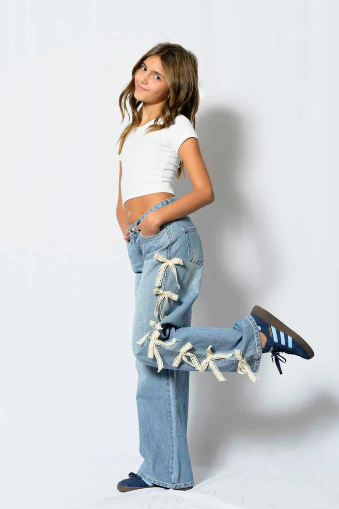 KATIEJ NYC- TWEEN CHICAGO LOW RISE JEAN WITH LACE BOWS