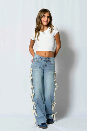 KATIEJ NYC- TWEEN CHICAGO LOW RISE JEAN WITH LACE BOWS