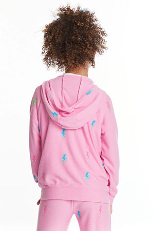 Chaser- Glitter Bolts Girls Zipup Hoodie