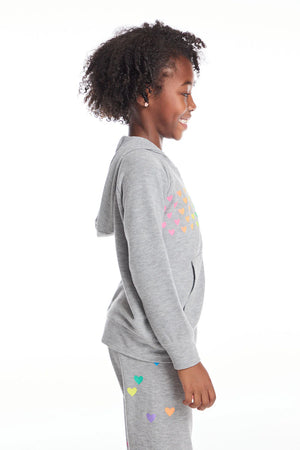 CHASER- Rainbow Hearts Girls Zip Up Hoodie