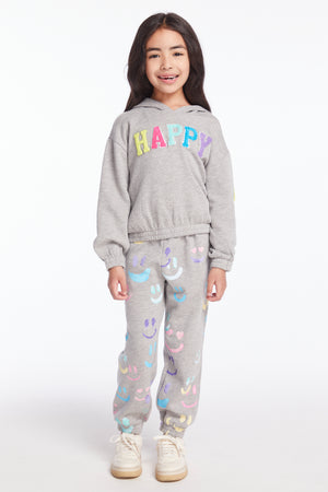 CHASER- Glitter Smiley Hoodie (grey)