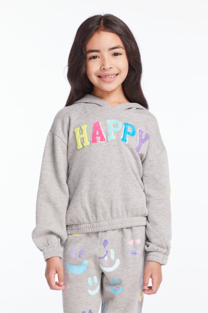 CHASER- Glitter Smiley Hoodie (grey)