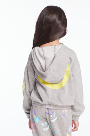 CHASER- Glitter Smiley Hoodie (grey)