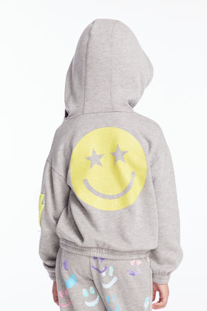 CHASER- Glitter Smiley Hoodie (grey)