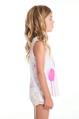 CHASER- Hand Drawn Hearts Girls Shirttail Muscle Tee