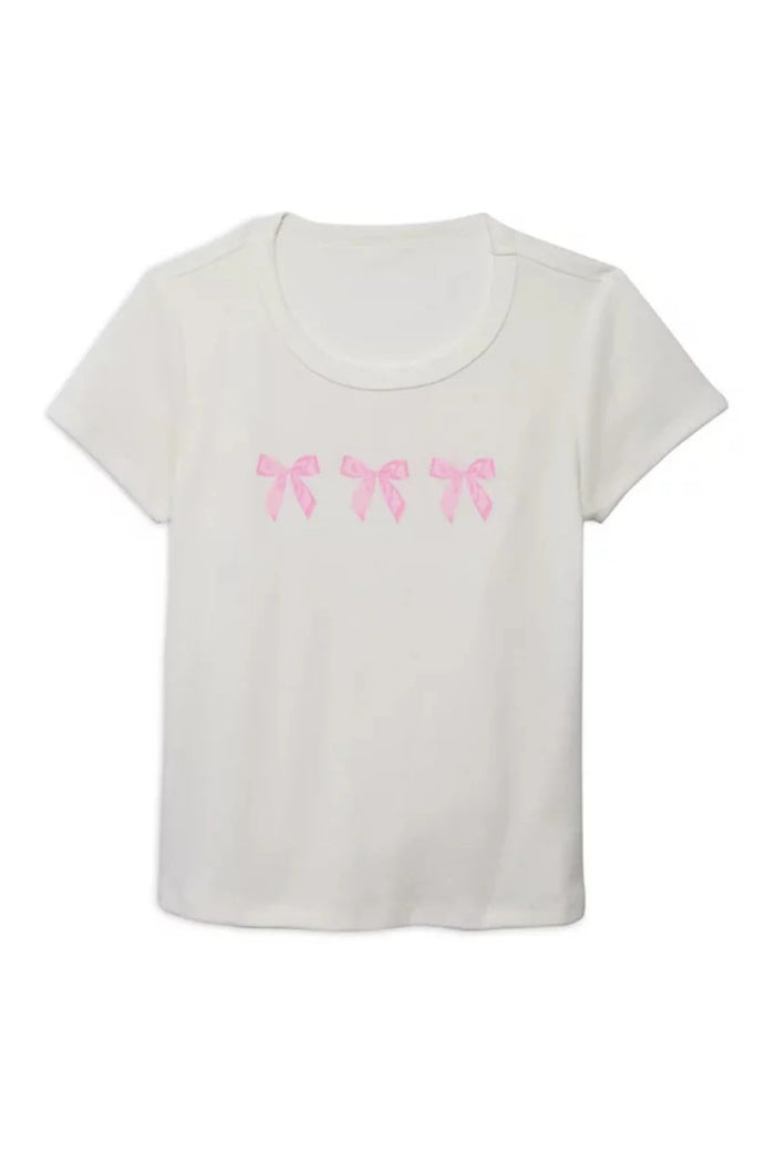 KATIEJ NYC- TWEEN COQUETTE BOWS GRAPHIC TEE (vintage white)