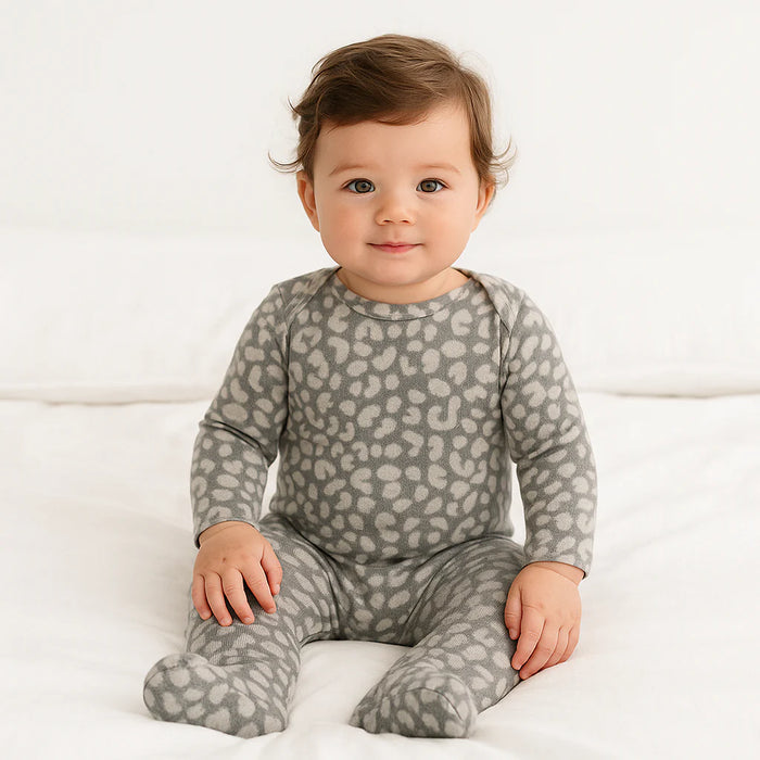 PAIGELAUREN- Eco-Animal Hacci Pajama Gray/Cream