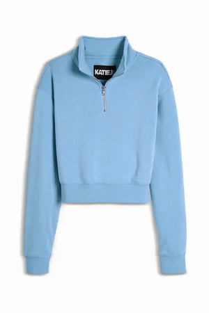 KATIEJ NYC- TWEEN DYLAN THREE QUARTER ZIP SWEATSHIRT (glacier blue)