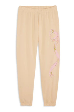 KATIEJ NYC- TWEEN DYLAN BOW APPLIQUE SWEATPANT (taupe/shabby floral)