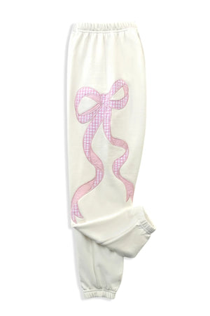 KATIEJ NYC- TWEEN DYLAN BOW APPLIQUE SWEATPANT (vintage white)