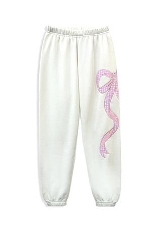 KATIEJ NYC- TWEEN DYLAN BOW APPLIQUE SWEATPANT (vintage white)