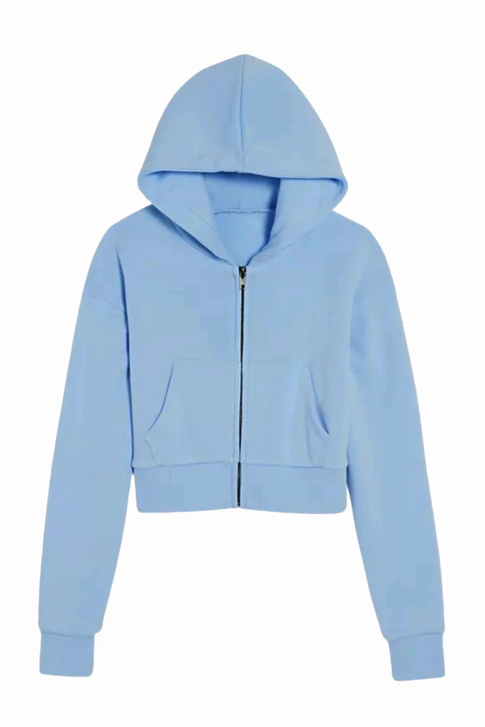 KATIEJ NYC- TWEEN DYLAN ZIP CROP HOODIE (glacier blue)