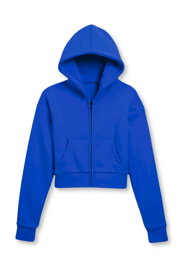 KATIEJ NYC- TWEEN DYLAN ZIP CROP HOODIE (mykonos blue)