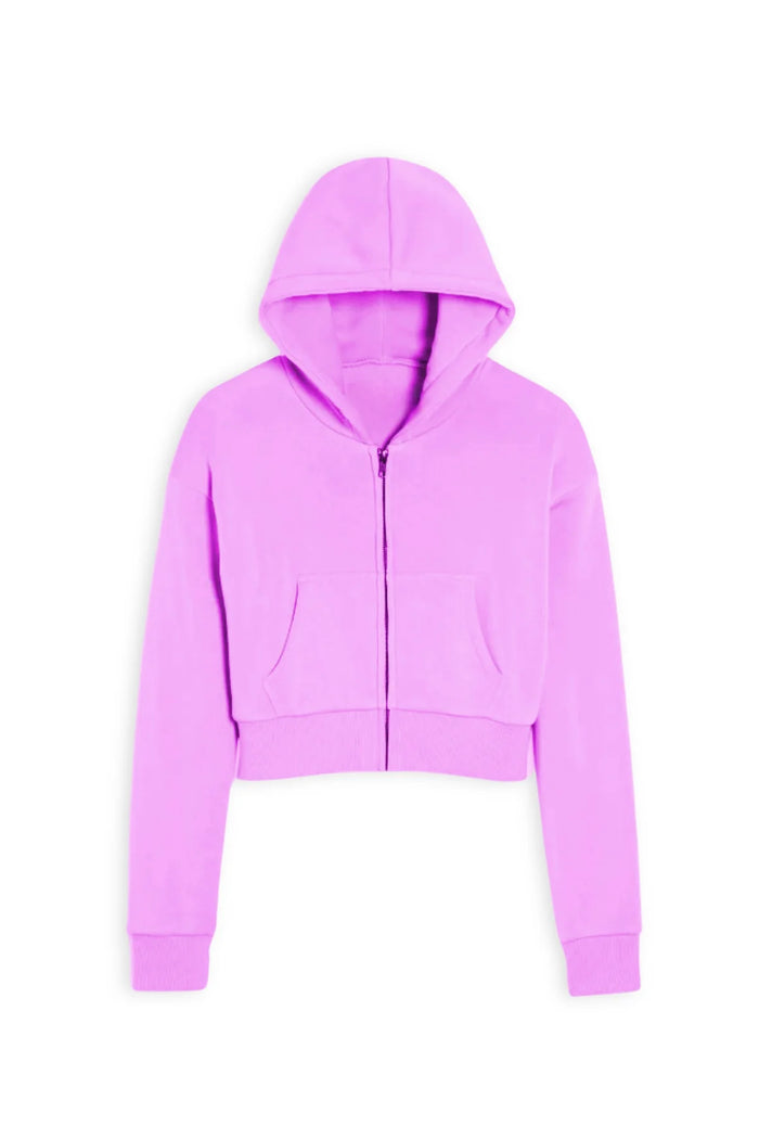 KatieJ NYC- TWEEN DYLAN ZIP CROP HOODIE (peony)