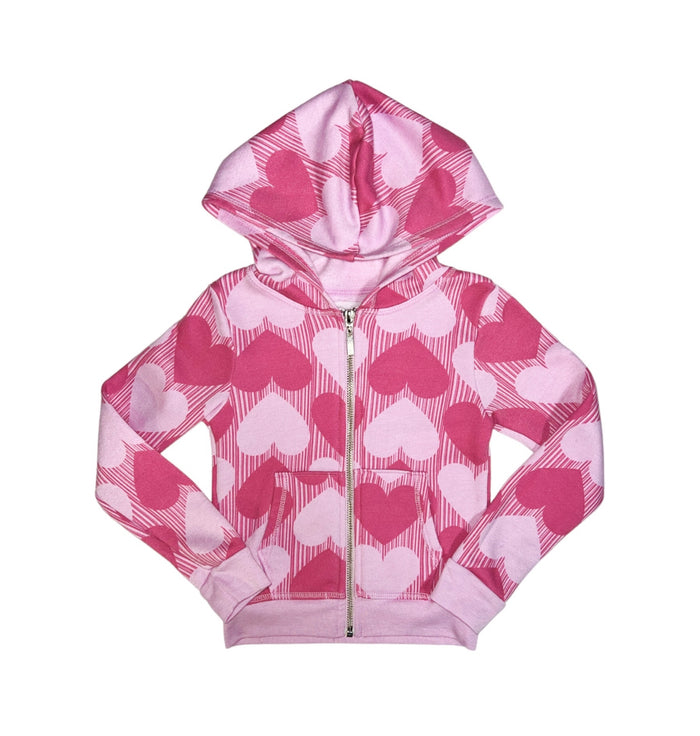 T2LOVE- Heart Checkers Zip Up Hoodie (Bubble Gum)